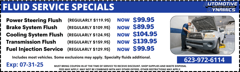 Auto Repair Sun City Fluid Service Coupon Automotive Dynamics Sun City AZ Fluid Service Coupon - Auto Repair Sun City - Automotive Dynamics Sun City AZ
