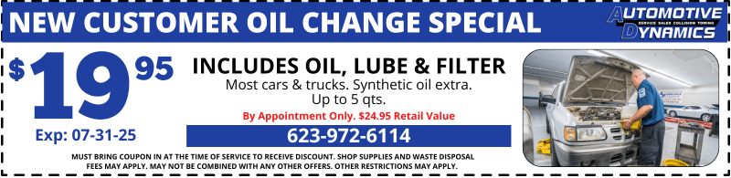 Oil Change Coupon Auto Repair Sun City Automotive Dynamics Sun City AZ Oil Change Coupon Sun City, Peoria, Glendale - Automotive Dynamics Sun City, Peoria AZ